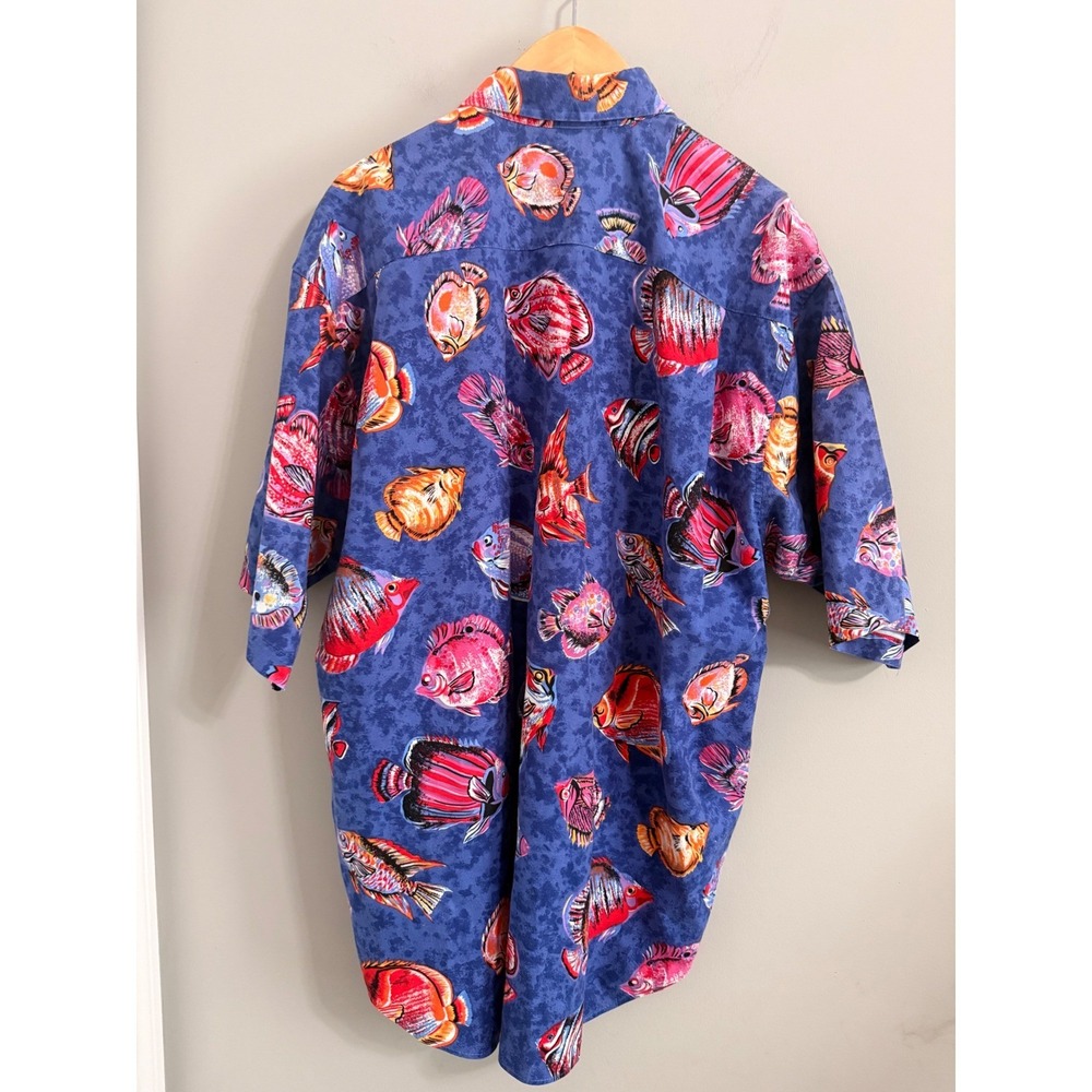 Tango by Max Raab Fish Print Shirt‎ Mens XL Vintage Cotton Hawaiian Button Up - Picture 4 of 4